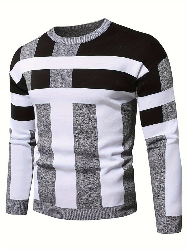 TIERNEY | COLOR BLOCK ROUND NECK SWEATER