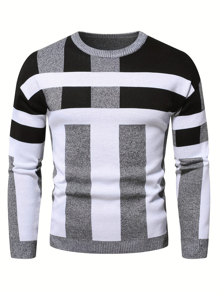 TIERNEY | COLOR BLOCK ROUND NECK SWEATER